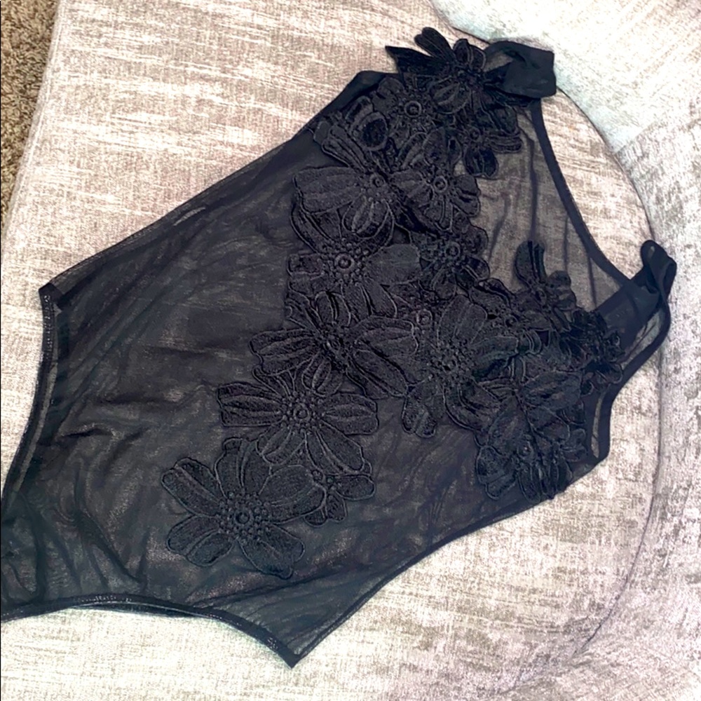 Black mesh bodysuit
